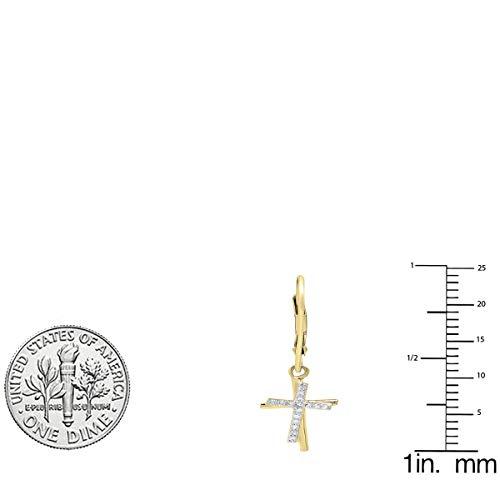 【並行輸入品】0.10カラット(CTW) 10Kゴールド ラウンドホワイトダイヤモンド ダブルクロス ダングルピアス 1/10カラット Dazzの画像