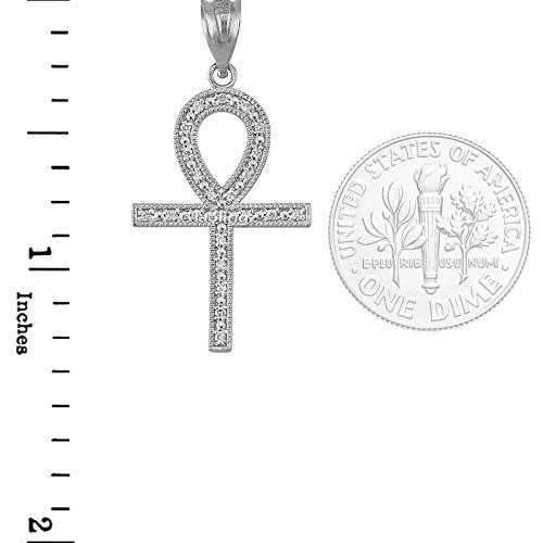 【並行輸入品】LA BLINGZ 14K ホワイトゴールド ダイヤモンド アンク クロス ネックレス M シルバー LA BLINGZ 14Kの画像