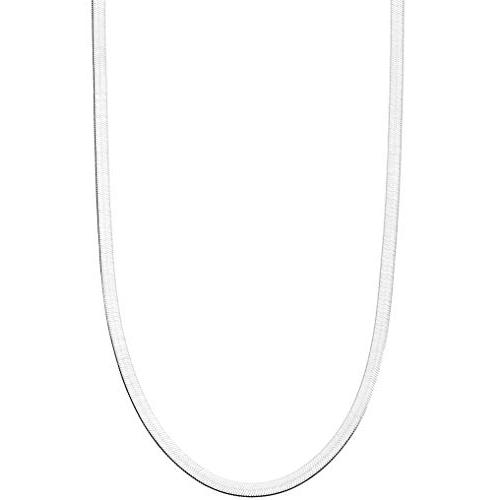 【並行輸入品】Miabella 925スターリングシルバー イタリア製 ソリッド 3.5mm フレキシブル フラット ヘリンボーン チェーンネッ_1