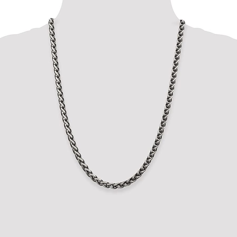 【並行輸入品】925 Sterling Silver Vintage 6mm Round Spiga Chain Necklace Pendaの画像