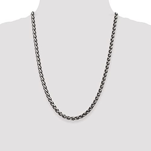 【並行輸入品】925 Sterling Silver Vintage 6mm Round Spiga Chain Necklace Pendaの画像
