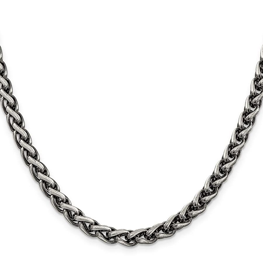 【並行輸入品】925 Sterling Silver Vintage 6mm Round Spiga Chain Necklace Pendaの画像