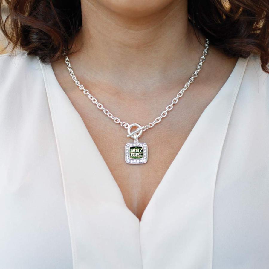 【並行輸入品】Inspired Silver シルバースクエアチャーム 18インチネックレス キュービックジルコニアジュエリー付き， 金属_6