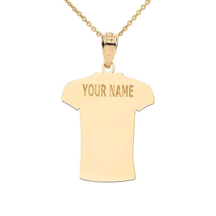 【並行輸入品】Sports Charms 認定 10K イエローゴールド カスタマイズ フットボール ジャージ ネックレス あなたの名前と番号付の画像