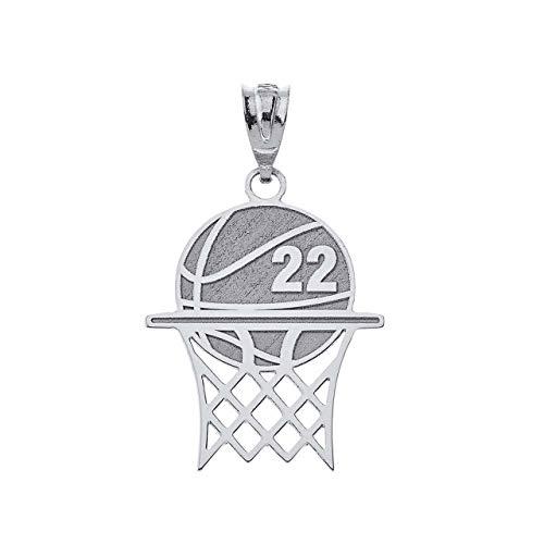 【並行輸入品】スポーツチャーム スターリングシルバー バスケットボール フープペンダント 名前と番号付き Sports Charm .925 S