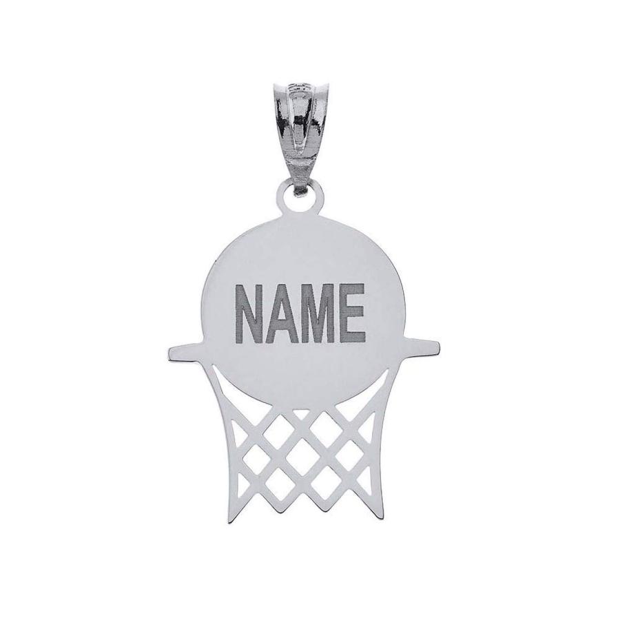 【並行輸入品】スポーツチャーム スターリングシルバー バスケットボール フープペンダント 名前と番号付き Sports Charm .925 S
