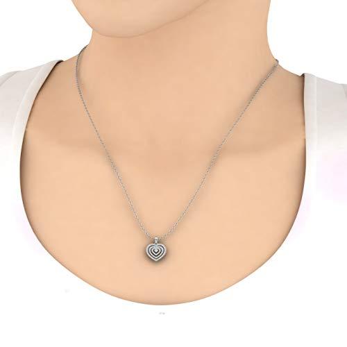 【並行輸入品】10Kゴールドダイヤモンドインナーハートペンダントネックレス (1/3カラット) シルバーチェーン付き IGI認定 FINEROCの画像