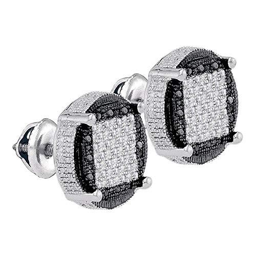 【並行輸入品】The Diamond Deal Sterling Silver Mens Round Black Color Enhancedの画像