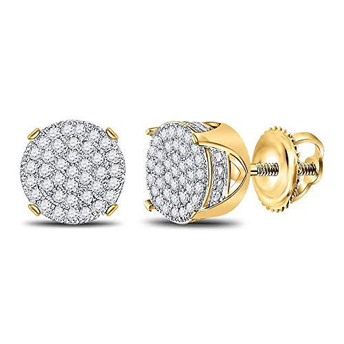 【並行輸入品】The Diamond Deal 10kt イエローゴールド メンズ ラウンドダイヤモンド サークル クラスター スタッドイヤリンの画像