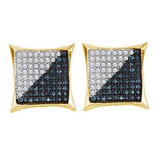 【並行輸入品】The Diamond Deal 10kt Yellow Gold Mens Round Blue Color Enhancedの画像