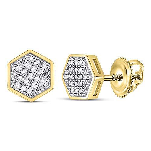 【並行輸入品】The Diamond Deal 10kt イエローゴールド メンズ ラウンドダイヤモンド 六角形 クラスター スタッドピアス 1の画像