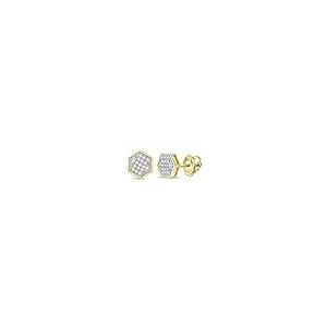 【並行輸入品】The Diamond Deal 10kt イエローゴールド メンズ ラウンドダイヤモンド 六角形 クラスター スタッドピアス 1の画像