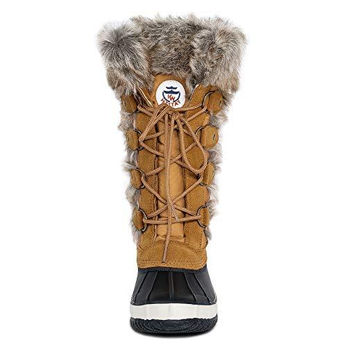 【並行輸入品】HZSTAY レディース 牛革 ブーツ レースアップ 冬 アウトドア 雪 ダックブーツ 暖かい 防水 ミッドカーフ ダックブーツ