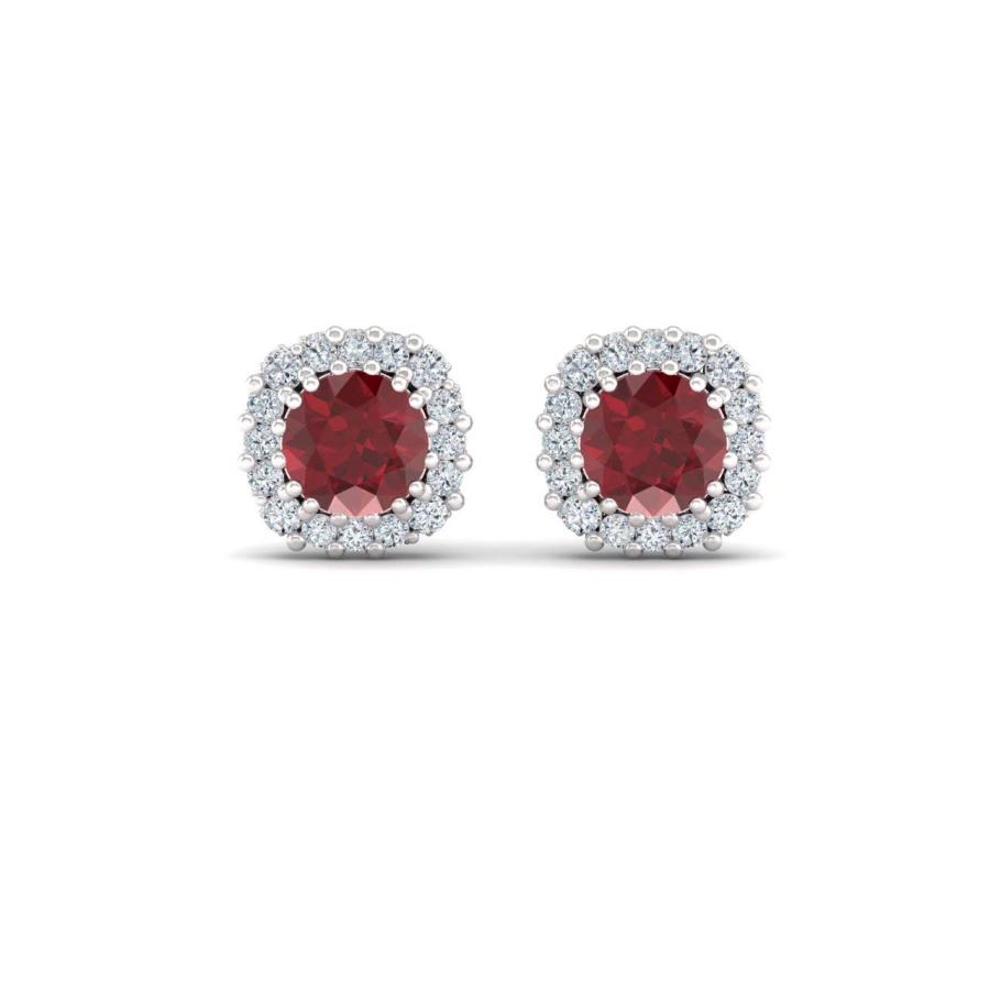 【並行輸入品】Diamondere 天然認定宝石とダイヤモンド ハローイヤリング 14Kホワイトゴールド | 1.34カラット女性用イヤリングの画像