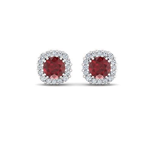 【並行輸入品】Diamondere 天然認定宝石とダイヤモンド ハローイヤリング 14Kホワイトゴールド | 1.34カラット女性用イヤリングの画像