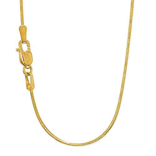 【並行輸入品】14K イエローゴールド 0.7mm シャイニー クラシック ラウンド スネーク チェーン ネックレス ペンダント チャーム ロブの画像