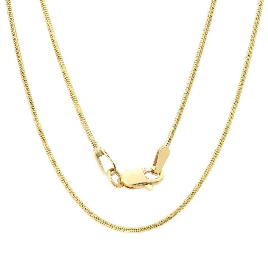 【並行輸入品】14K イエローゴールド 0.7mm シャイニー クラシック ラウンド スネーク チェーン ネックレス ペンダント チャーム ロブの画像