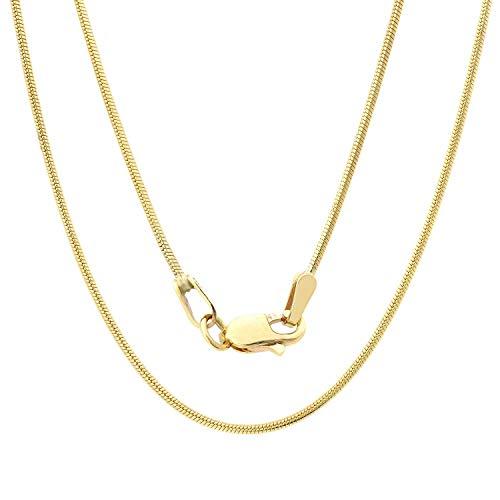 【並行輸入品】14K イエローゴールド 0.7mm シャイニー クラシック ラウンド スネーク チェーン ネックレス ペンダント チャーム ロブの画像
