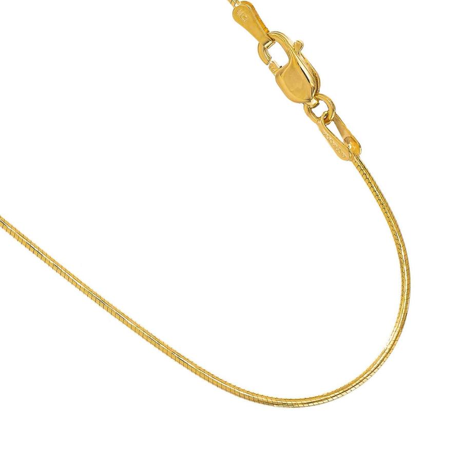 【並行輸入品】14K イエローゴールド 0.7mm シャイニー クラシック ラウンド スネーク チェーン ネックレス ペンダント チャーム ロブの画像