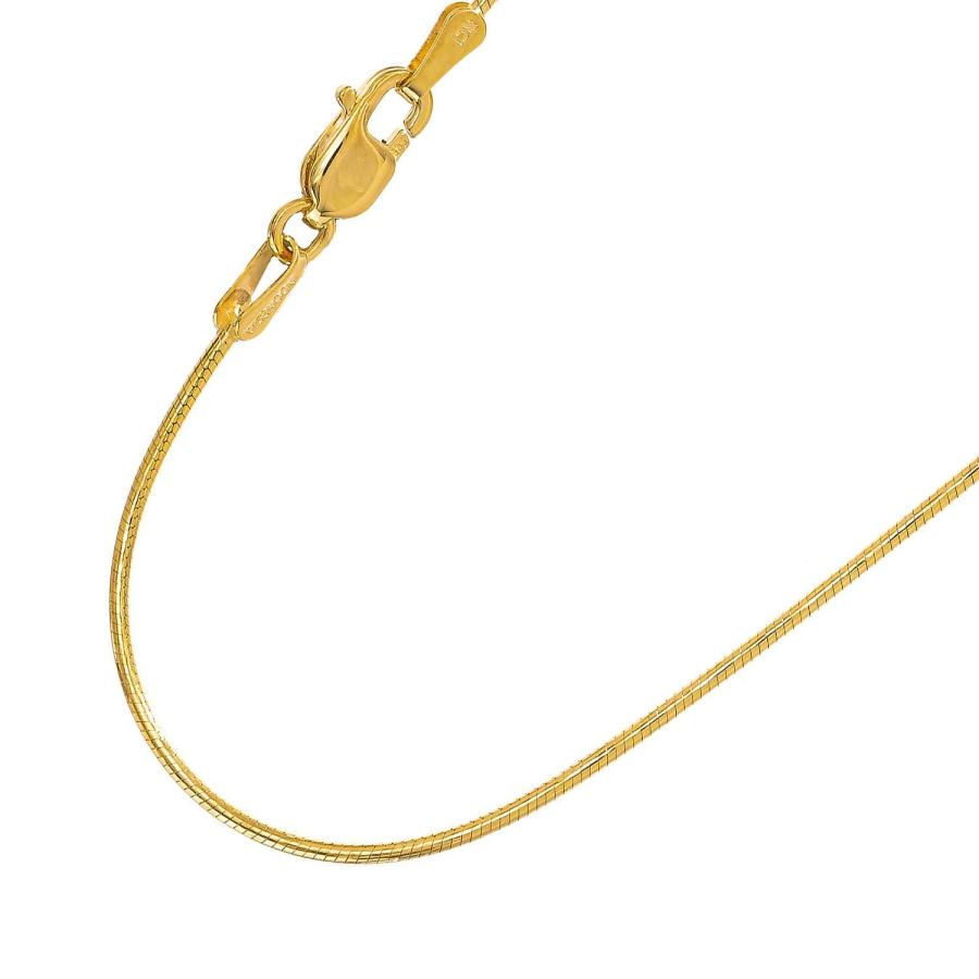 【並行輸入品】14K イエローゴールド 0.7mm シャイニー クラシック ラウンド スネーク チェーン ネックレス ペンダント チャーム ロブの画像