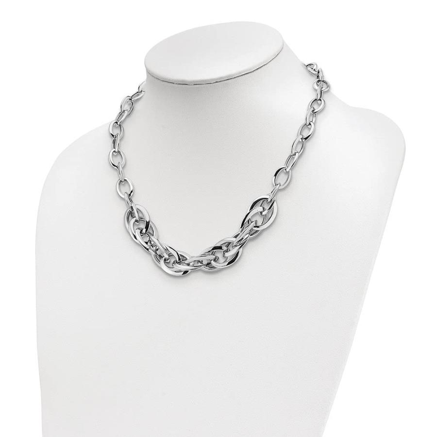 【並行輸入品】Diamond2Deal Sterling Silver Rhodium plated Polished Fancy Linkの画像