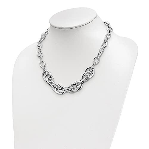 【並行輸入品】Diamond2Deal Sterling Silver Rhodium plated Polished Fancy Linkの画像