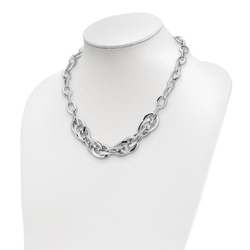 【並行輸入品】Diamond2Deal Sterling Silver Rhodium plated Polished Fancy Linkの画像