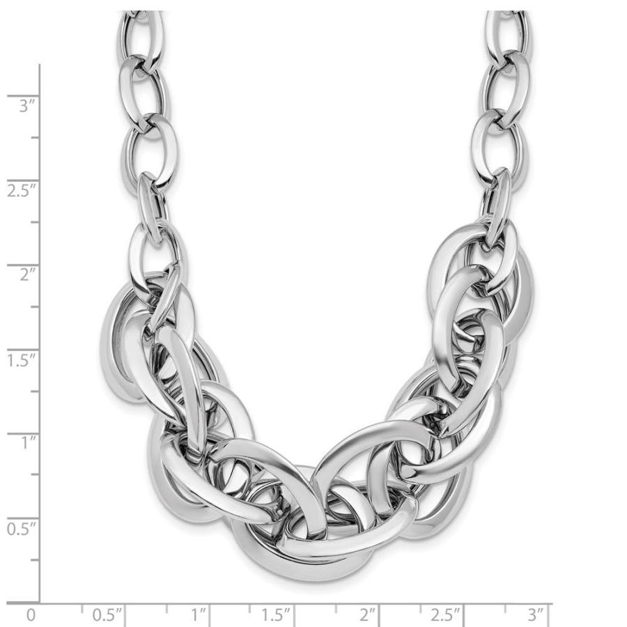 【並行輸入品】Diamond2Deal Sterling Silver Rhodium plated Polished Fancy Linkの画像