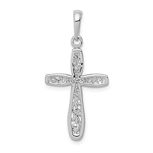 【並行輸入品】14k White Gold Cross Filigree Necklace Charm Pendant Religious L_1