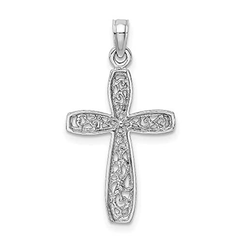 【並行輸入品】14k White Gold Cross Filigree Necklace Charm Pendant Religious L_7