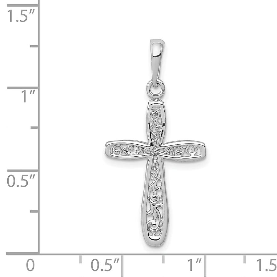 【並行輸入品】14k White Gold Cross Filigree Necklace Charm Pendant Religious L_9