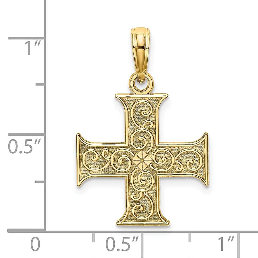 並行輸入品】14K イエローゴールド ギリシャ十字架 宗教的 渦巻き