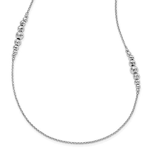 【並行輸入品】スターリングシルバー ロジウムメッキ 光沢 ハンマービーズネックレス レディース, 金属 Diamond2Deal Sterlinの画像