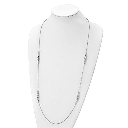 【並行輸入品】スターリングシルバー ロジウムメッキ 光沢 ハンマービーズネックレス レディース, 金属 Diamond2Deal Sterlinの画像