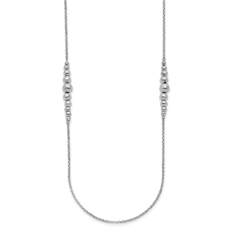 【並行輸入品】スターリングシルバー ロジウムメッキ 光沢 ハンマービーズネックレス レディース, 金属 Diamond2Deal Sterlinの画像