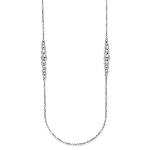 【並行輸入品】スターリングシルバー ロジウムメッキ 光沢 ハンマービーズネックレス レディース, 金属 Diamond2Deal Sterlinの画像