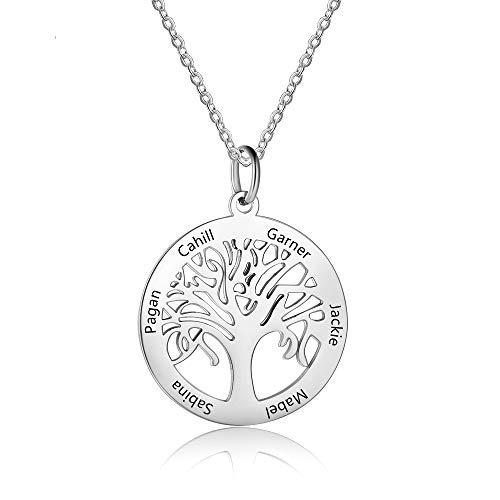 【並行輸入品】LONAGO 925 Sterling Silver Personalized Tree Necklace with Engra_1