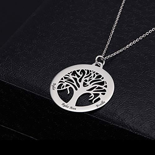 【並行輸入品】LONAGO 925 Sterling Silver Personalized Tree Necklace with Engra_4