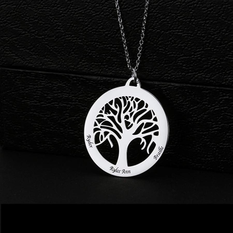 【並行輸入品】LONAGO 925 Sterling Silver Personalized Tree Necklace with Engra_6