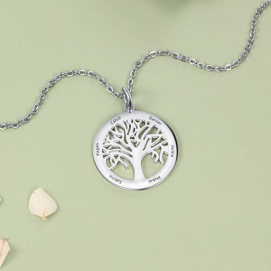 【並行輸入品】LONAGO 925 Sterling Silver Personalized Tree Necklace with Engra_9
