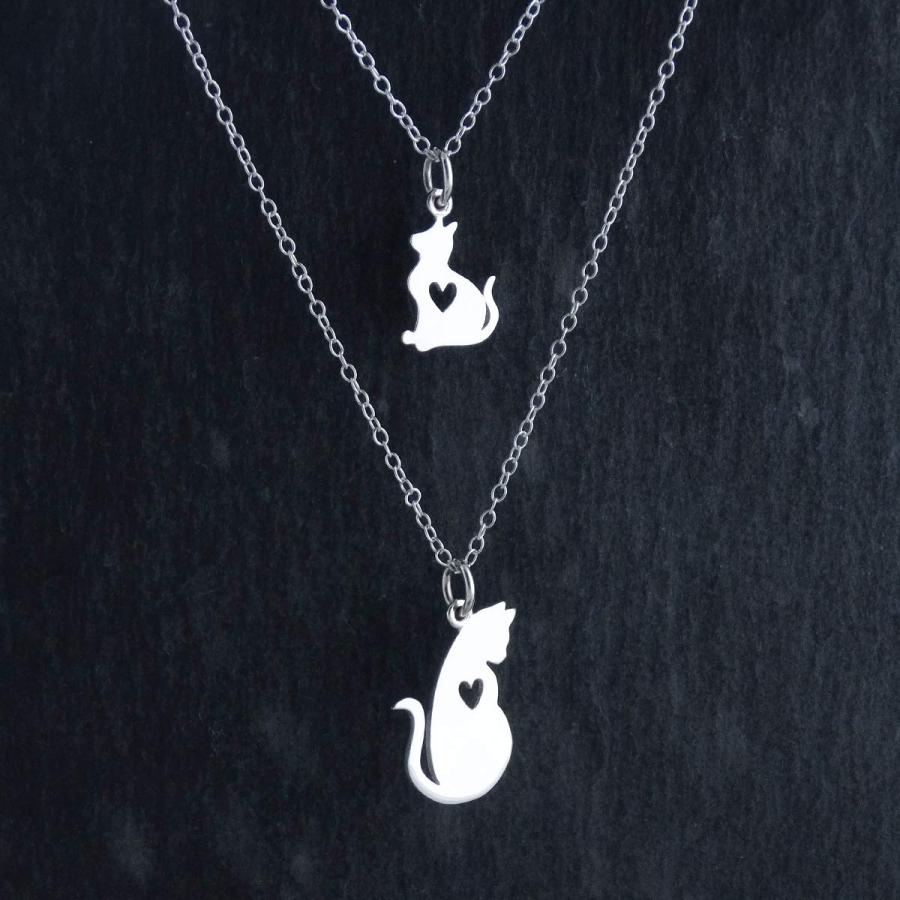 【並行輸入品】FashionJunkie4Life スターリングシルバー ママと赤ちゃん猫チャームネックレスセット ハートカットアウト付き 18_3