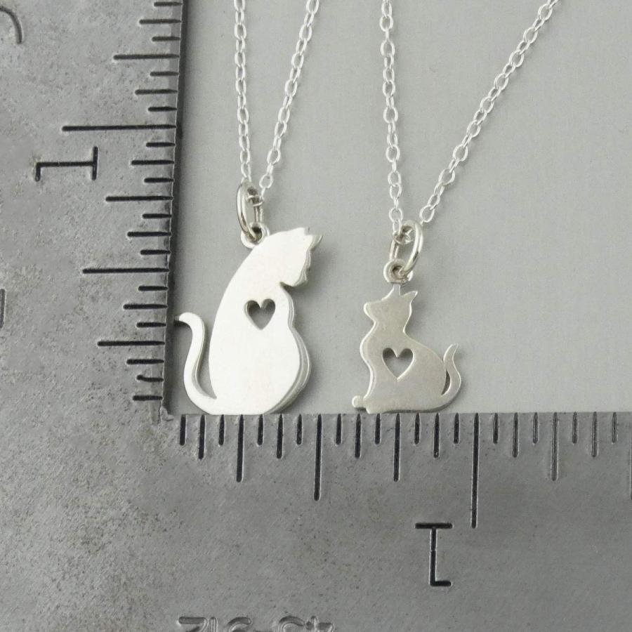 【並行輸入品】FashionJunkie4Life スターリングシルバー ママと赤ちゃん猫チャームネックレスセット ハートカットアウト付き 18_9