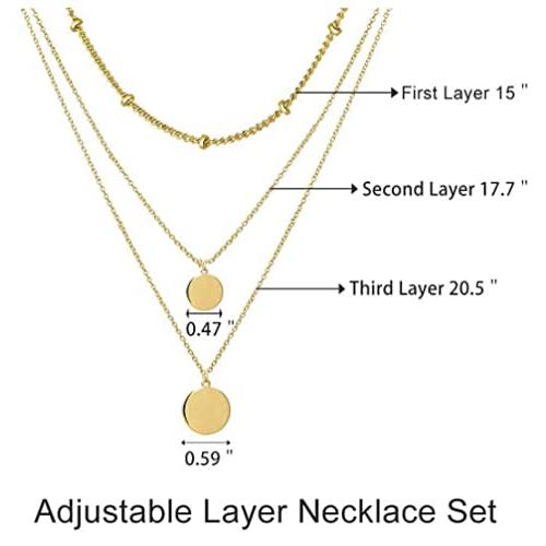 【並行輸入品】YANCHUN レイヤードネックレス レディース マルチレイヤードディスクネックレス ロングネックレス ガールズ レイヤーネックレの画像