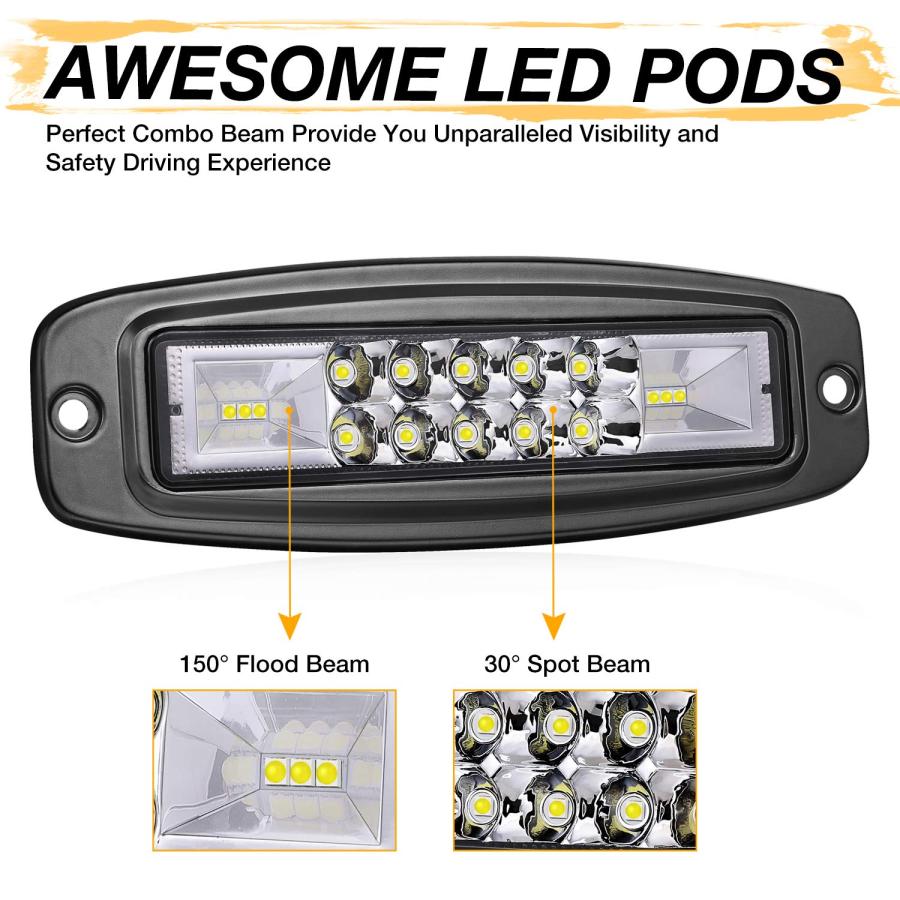 【並行輸入品】Niking Auto フラッシュマウント LEDポッド 2個 7インチ LEDライトバー 96W オフロード フラッシュマウントの画像