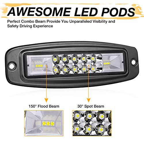 【並行輸入品】Niking Auto フラッシュマウント LEDポッド 2個 7インチ LEDライトバー 96W オフロード フラッシュマウントの画像