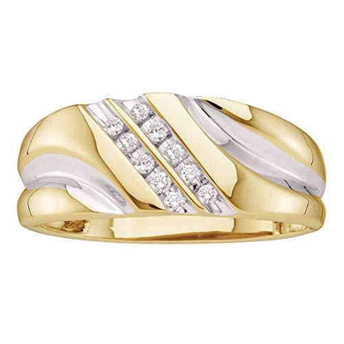 【並行輸入品】The Diamond Deal 14カラットイエローゴールド メンズ ラウンドダイヤモンド 結婚指輪 1/8カラット The Dの画像