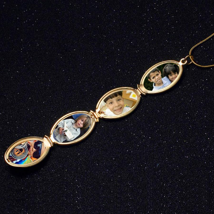 【並行輸入品】Nanafast 拡大写真ロケットネックレスペンダント 4枚の写真チェーンネックレス 女性や女の子へのメモリアルギフト, 金属,の画像