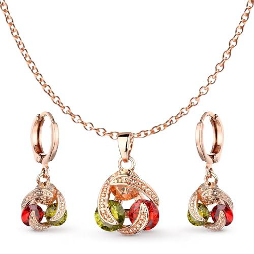 【並行輸入品】Crystalline Azuria ジュエリーセット レディース ウェディングブライダルジュエリーセット ネックレスとイヤリングの画像