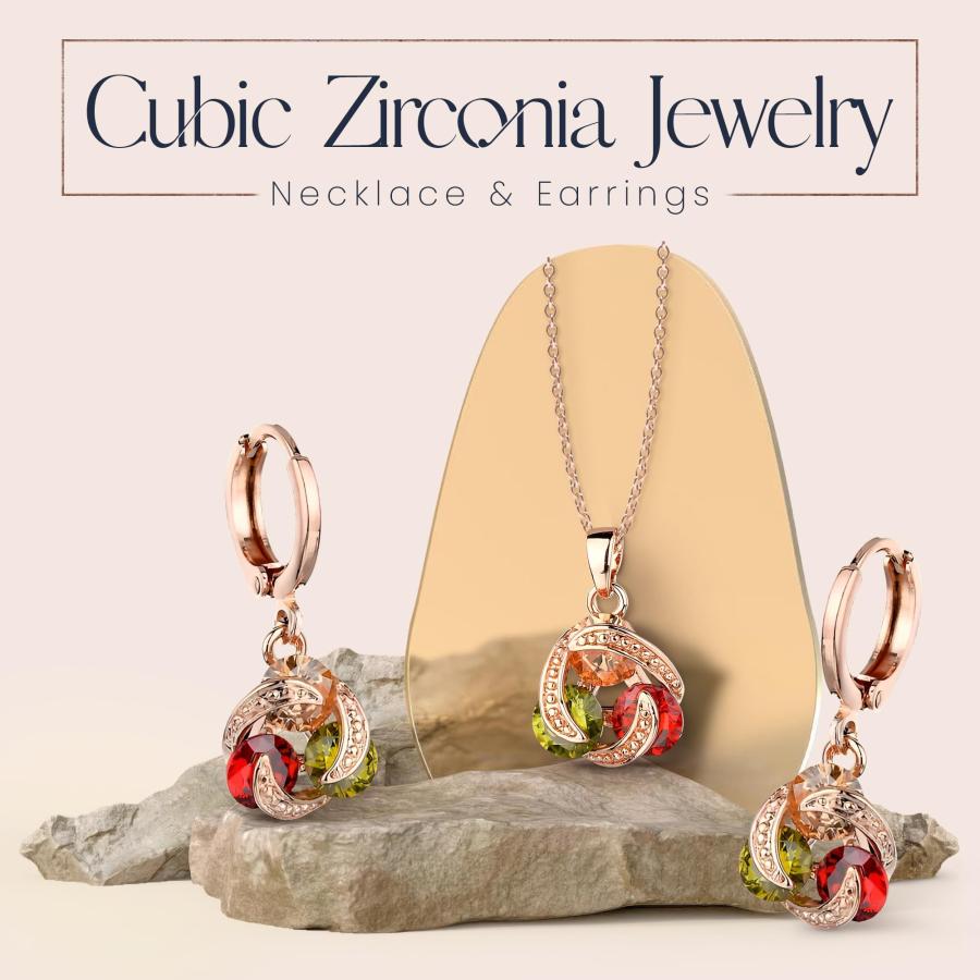 【並行輸入品】Crystalline Azuria ジュエリーセット レディース ウェディングブライダルジュエリーセット ネックレスとイヤリングの画像