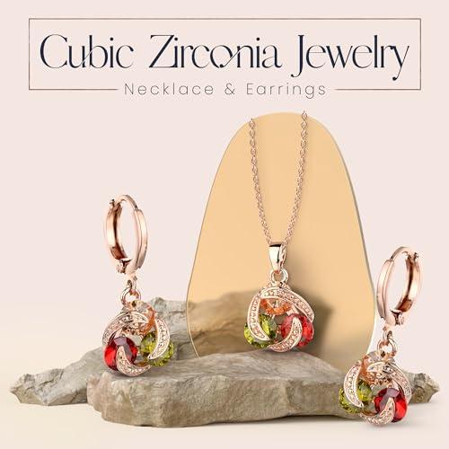 【並行輸入品】Crystalline Azuria ジュエリーセット レディース ウェディングブライダルジュエリーセット ネックレスとイヤリングの画像